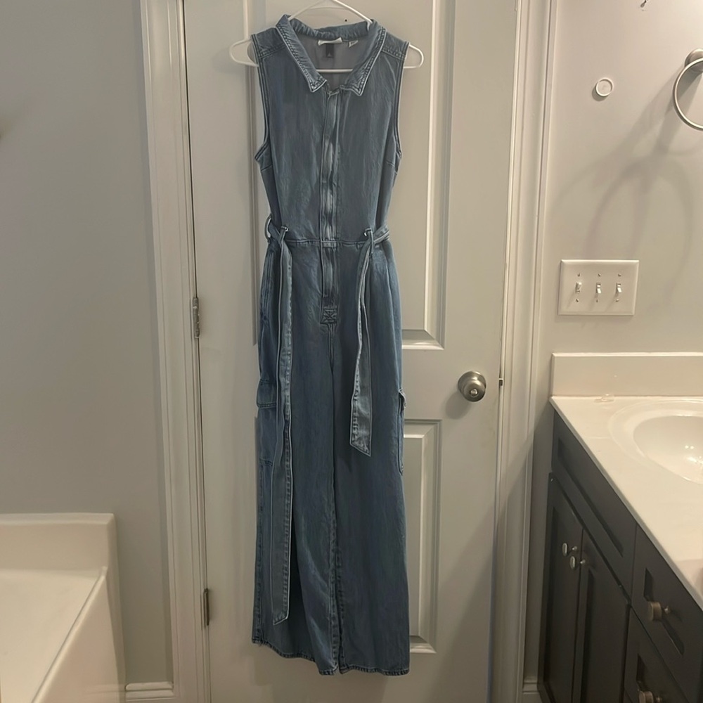 Wide Leg Denim Jumpsuit